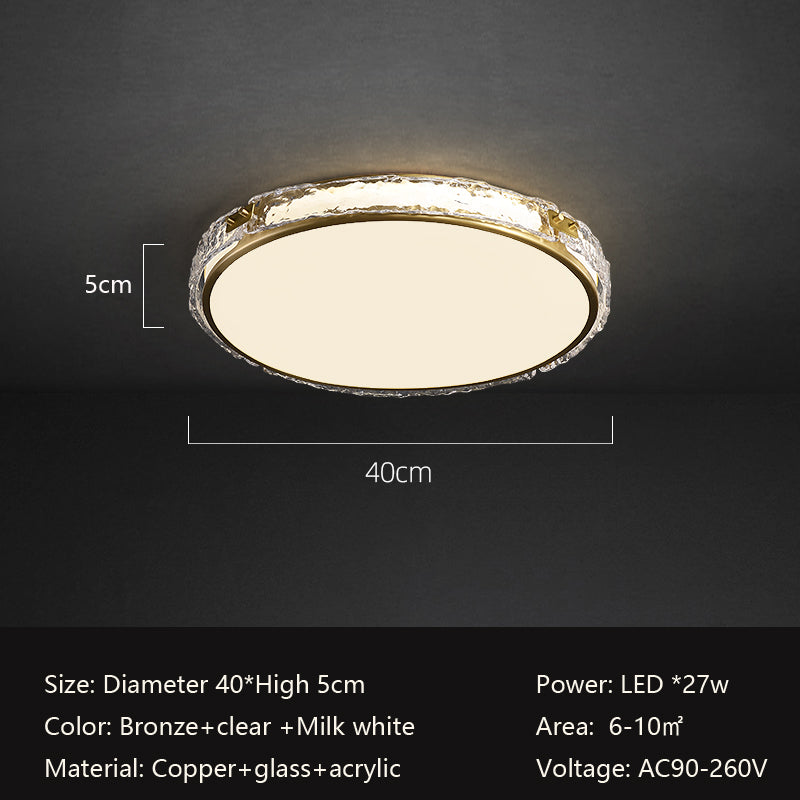 Circular bronze-colored LED ceiling light fixture with frosted cover, 40cm in diameter.