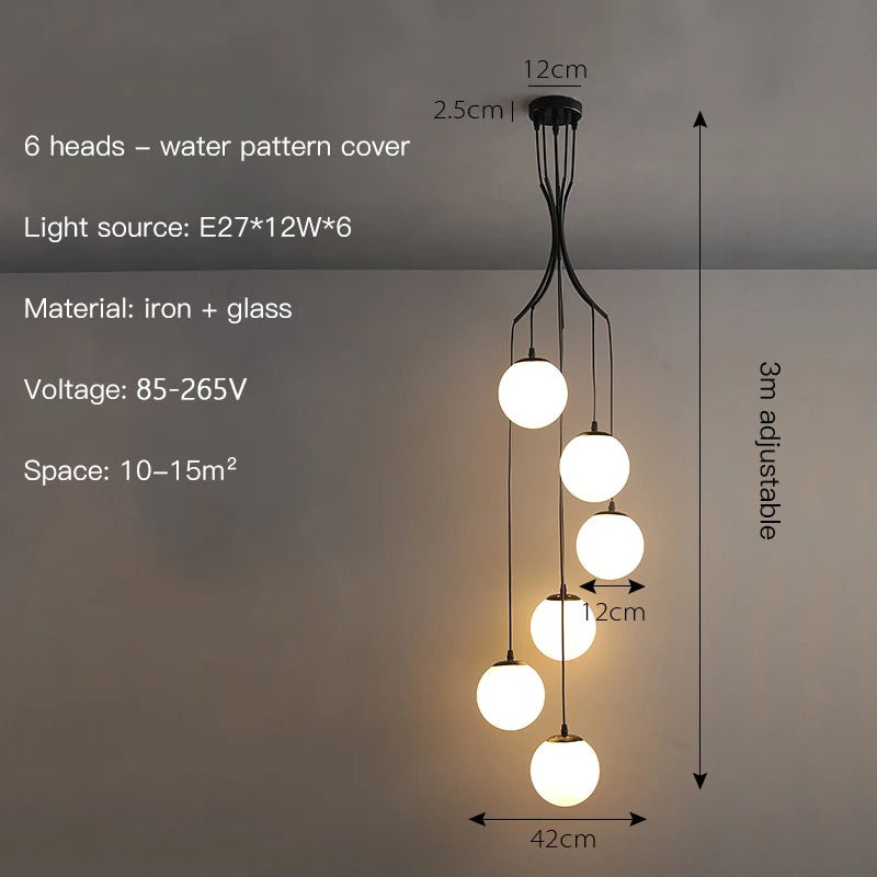 A visual representation of the dimensions for a hanging light fixture, showcasing length, width, and height specifications.