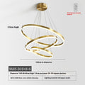 Chic pendant light adorned with gold rings, ideal for illuminating and elevating modern living spaces.
