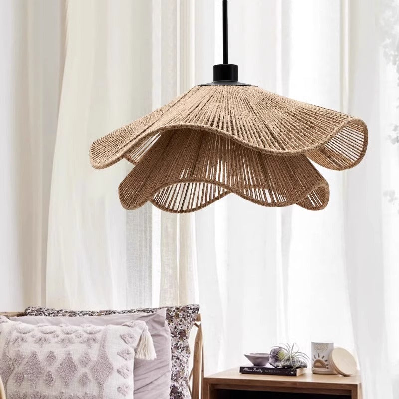 Elegant rattan pendant light made from natural rattan, highlighting its unique texture and warm aesthetic.
