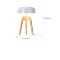 The Tripod Floor Lamp features a modern design with a white dome-shaped shade and a wooden tripod base. It includes an LED bulb for soft lighting, measures 520mm in height, 350mm in diameter, and has a visible power cord at the base, creating a contemporary atmosphere.